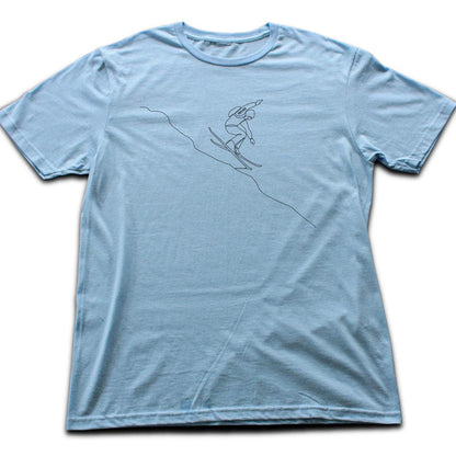 Line Art Skier Jump T-shirt - Light Blue