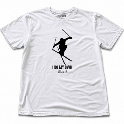 I Do My Own Stunts Ski T-shirt - White