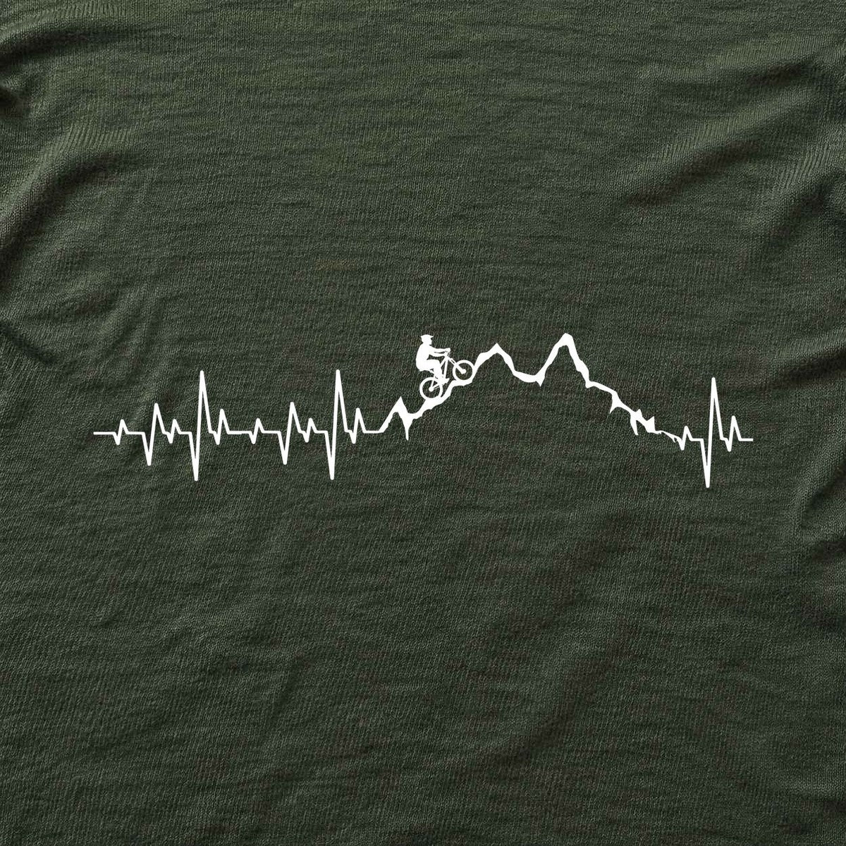 Mountain Biker Heart Beat T-shirt - Military Green - hero