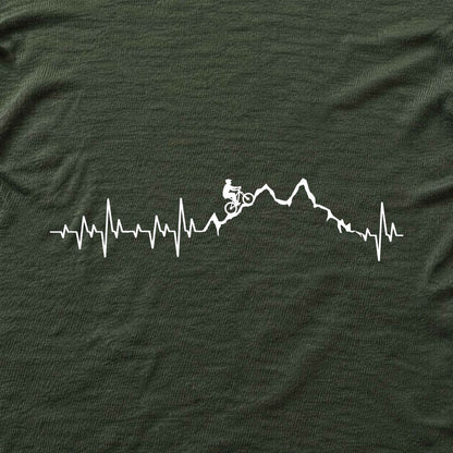 Mountain Biker Heart Beat T-shirt - Military Green - hero
