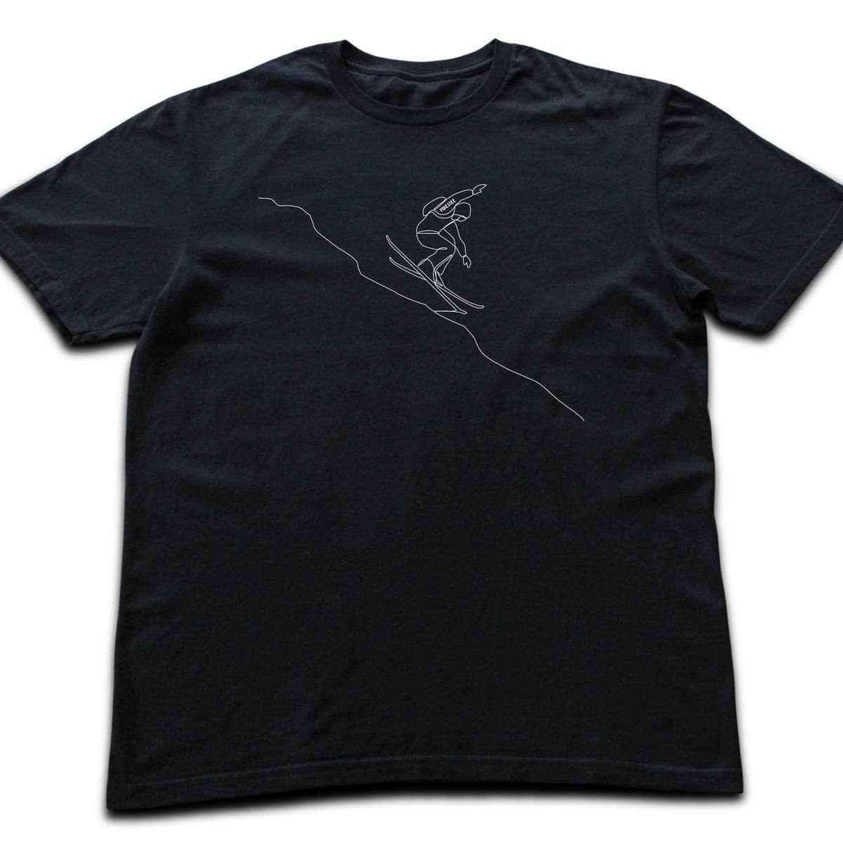 Line Art Skier Jump T-shirt - Black
