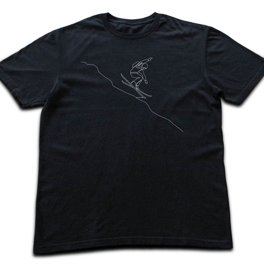 Line Art Skier Jump T-shirt - Black