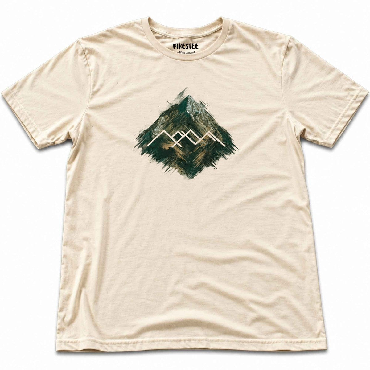 "Mountain Glitch" graphic T-shirt - Natural
