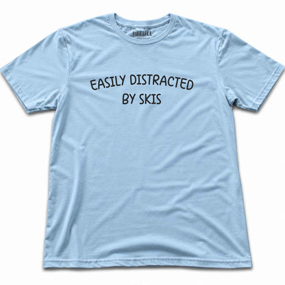 Easily Distracted By Skis T-shirt - Light Blue