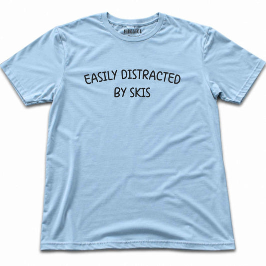 Easily Distracted By Skis T-shirt - Light Blue