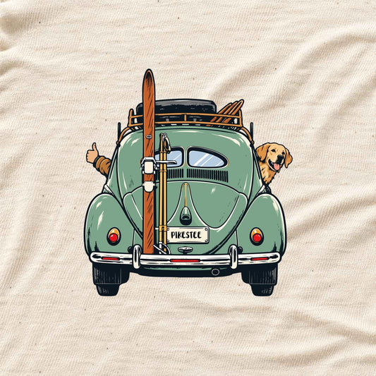 Dog And Car Ski Trip T-shirt - Natural - hero