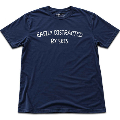Easily Distracted By Skis T-shirt - Navy