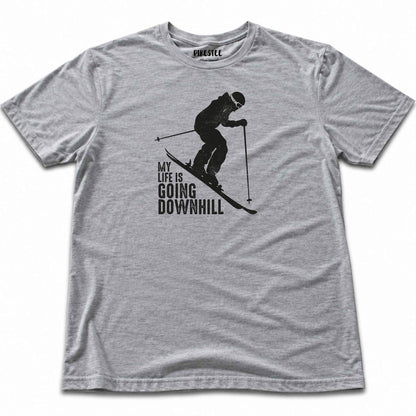 My Life Is Going Downhill Ski T-shirt - Sport Grey