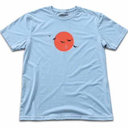 Sunset Birds T-shirt - Light Blue