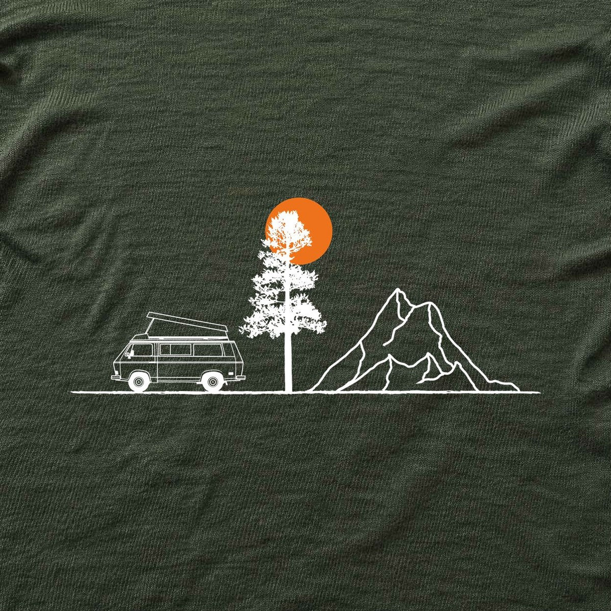 Van, Tree, Mountain T-shirt - Military Green - hero