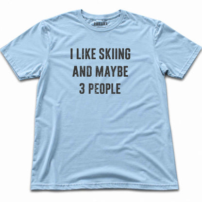 Ilike Skiing Typo T-shirt - Light Blue
