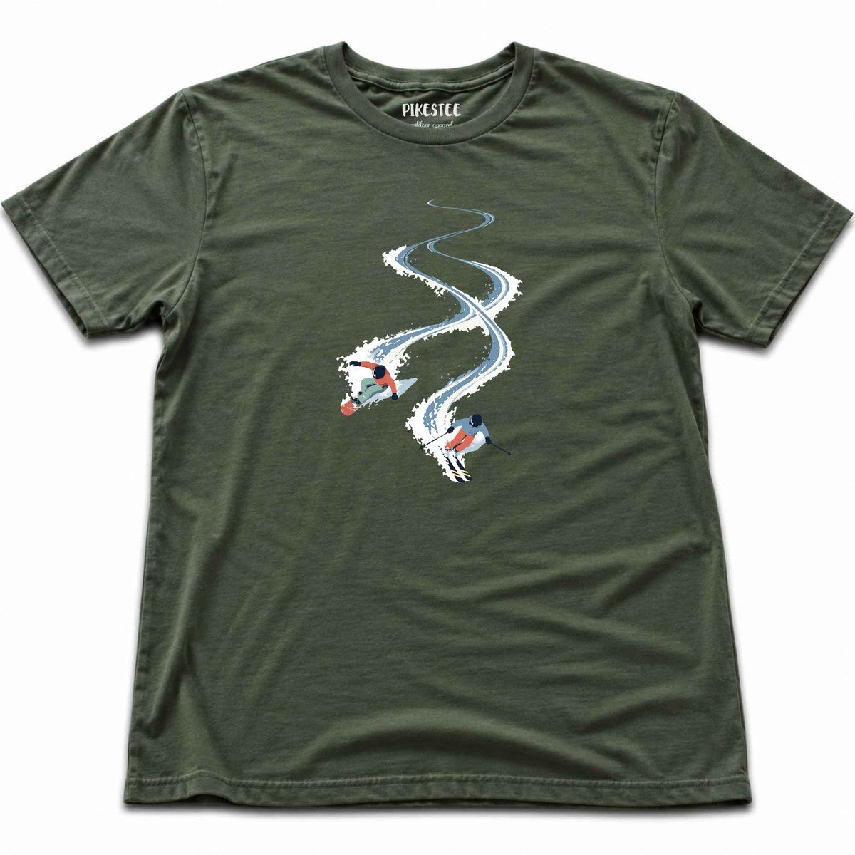 Snowboard Ski Slaloms T-shirt - Military Green