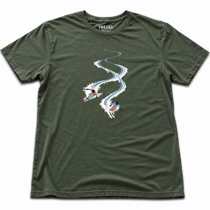 Snowboard Ski Slaloms T-shirt - Military Green