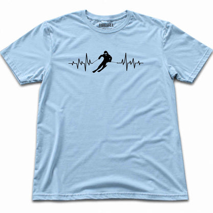 Heart Beat Skier T-shirt - Light Blue