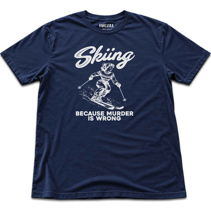 Skiing Because T-shirt - Navy