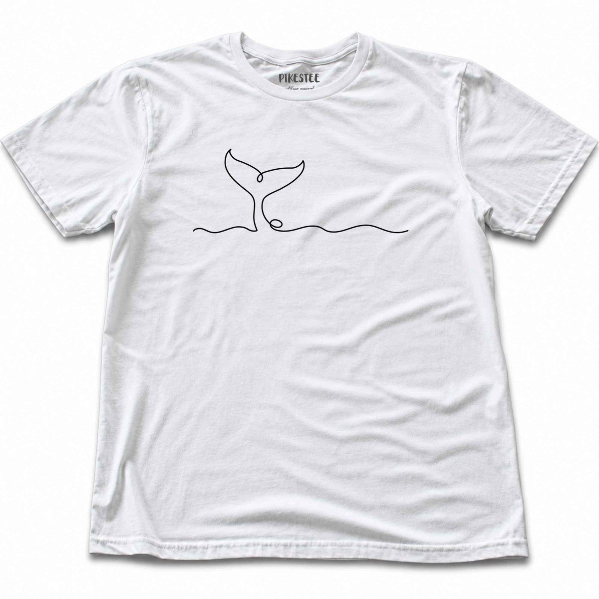 Line Art Whale Tail T-shirt - White