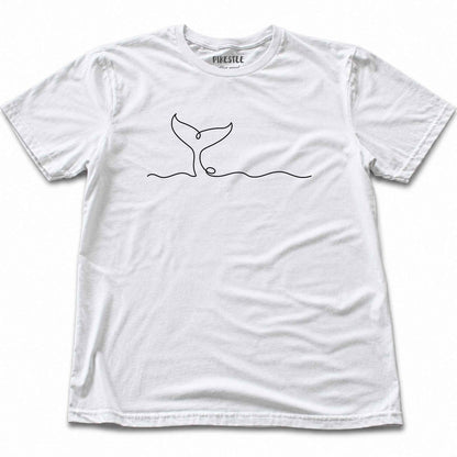 Line Art Whale Tail T-shirt - White