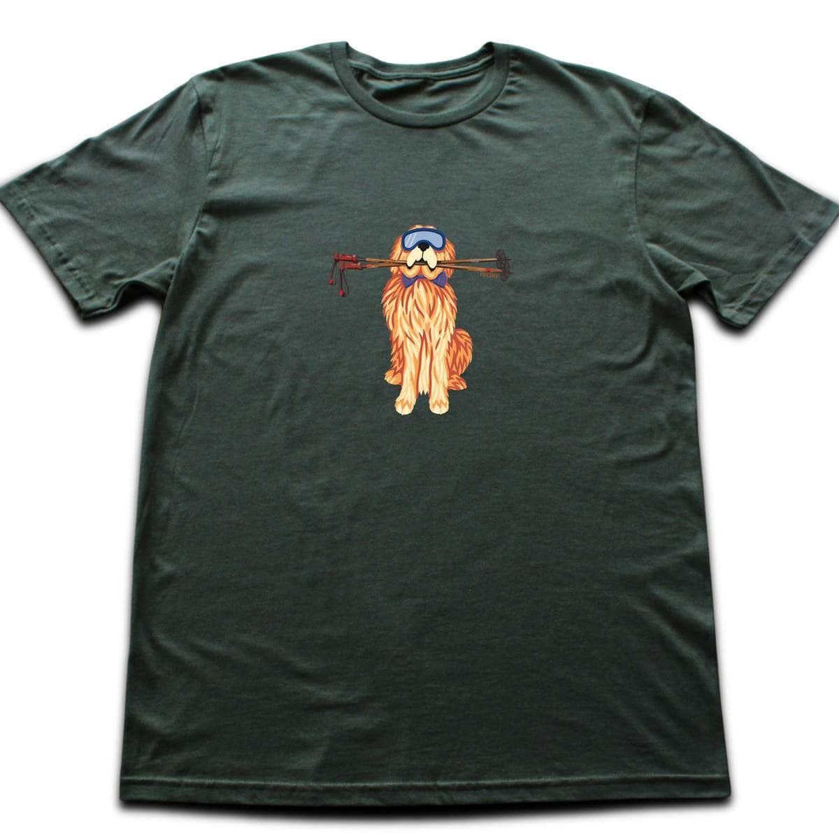 Dog And Ski Poles T-shirt - Military Green