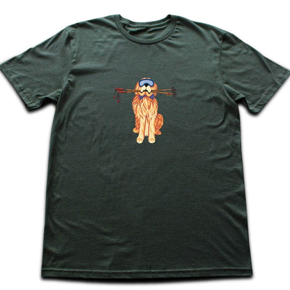Dog And Ski Poles T-shirt - Military Green