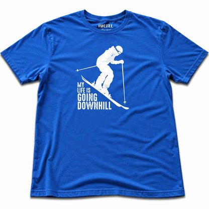 My Life Is Going Downhill Ski T-shirt - Blue Royal