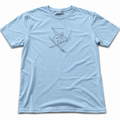 Ski Jump Line Art T-shirt - Light Blue