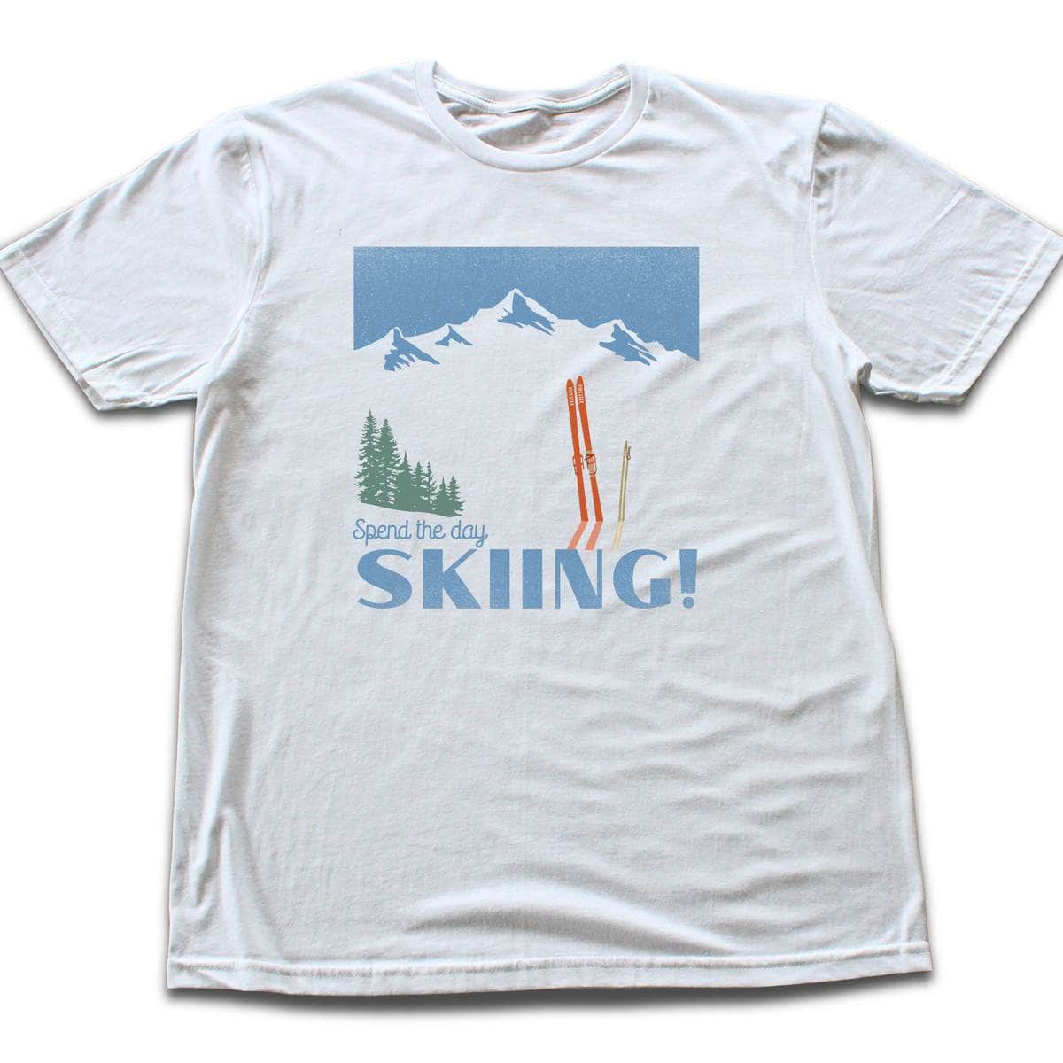 Spend The Day Skiing T-shirt - White flat lay
