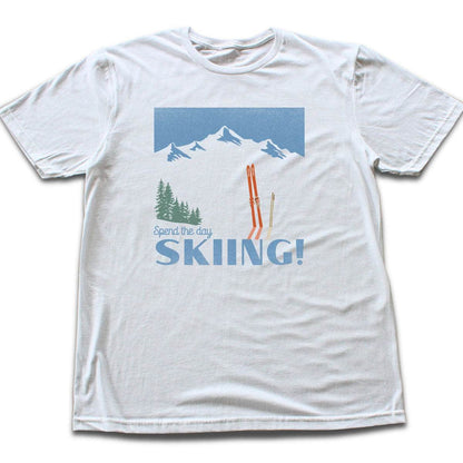 Spend The Day Skiing T-shirt - White flat lay