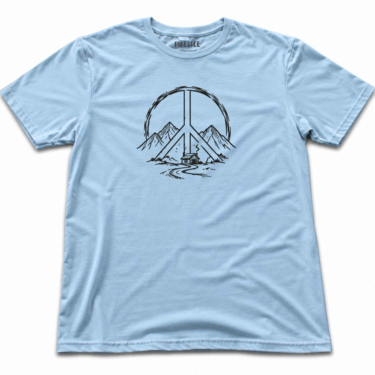 Peace Sign Cabin T-shirt - Light Blue