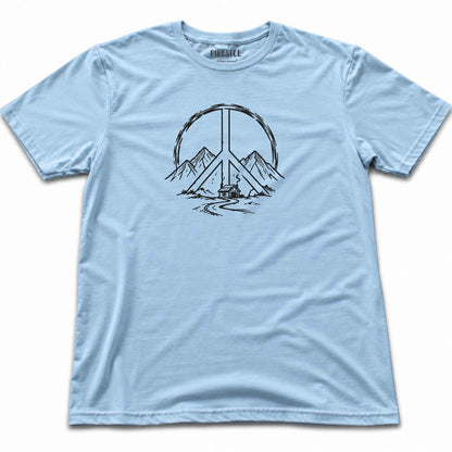 Peace Sign Cabin T-shirt - Light Blue