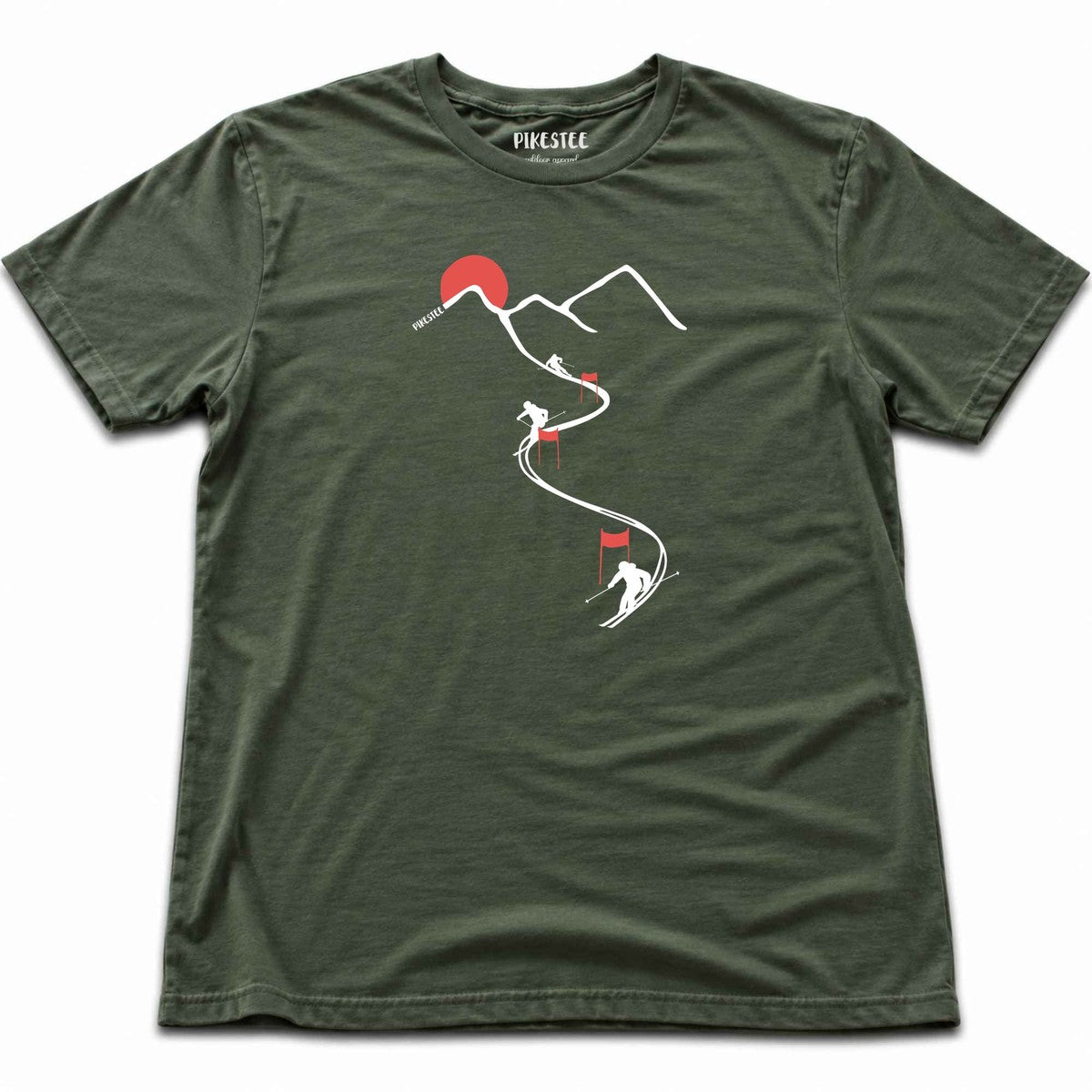 Ski Path Flags T-shirt - Military Green