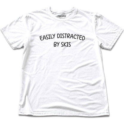 Easily Distracted By Skis T-shirt - White