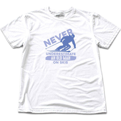 Old Man On Skis T-shirt - White