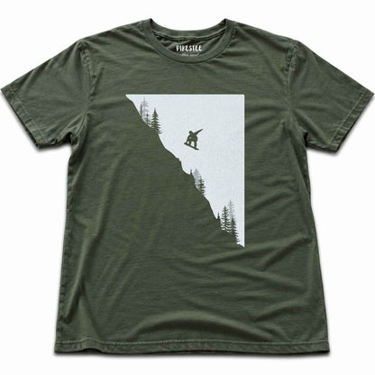 SnowBoard Jump Landscape T-shirt - Military Green