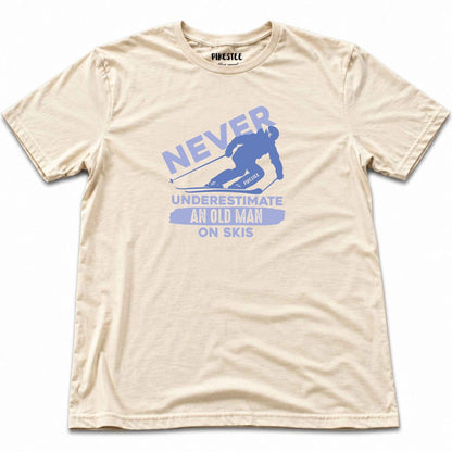 Old Man On Skis T-shirt - Natural