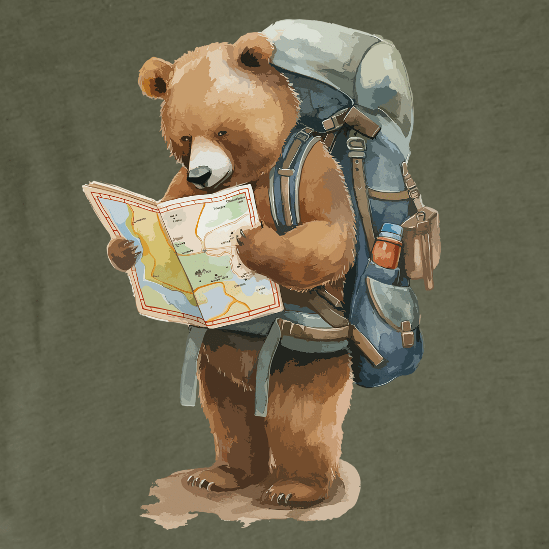 "Bear Reading a Map" graphic T-shirt